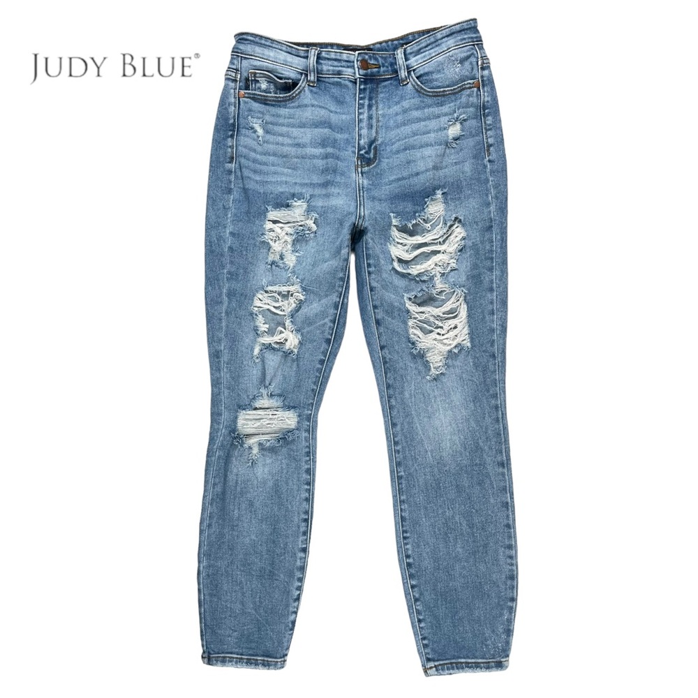 Judy Blue Women’s Size 7/28 Boyfriend Distressed Medium‎ Blue Jeans JB82170LT